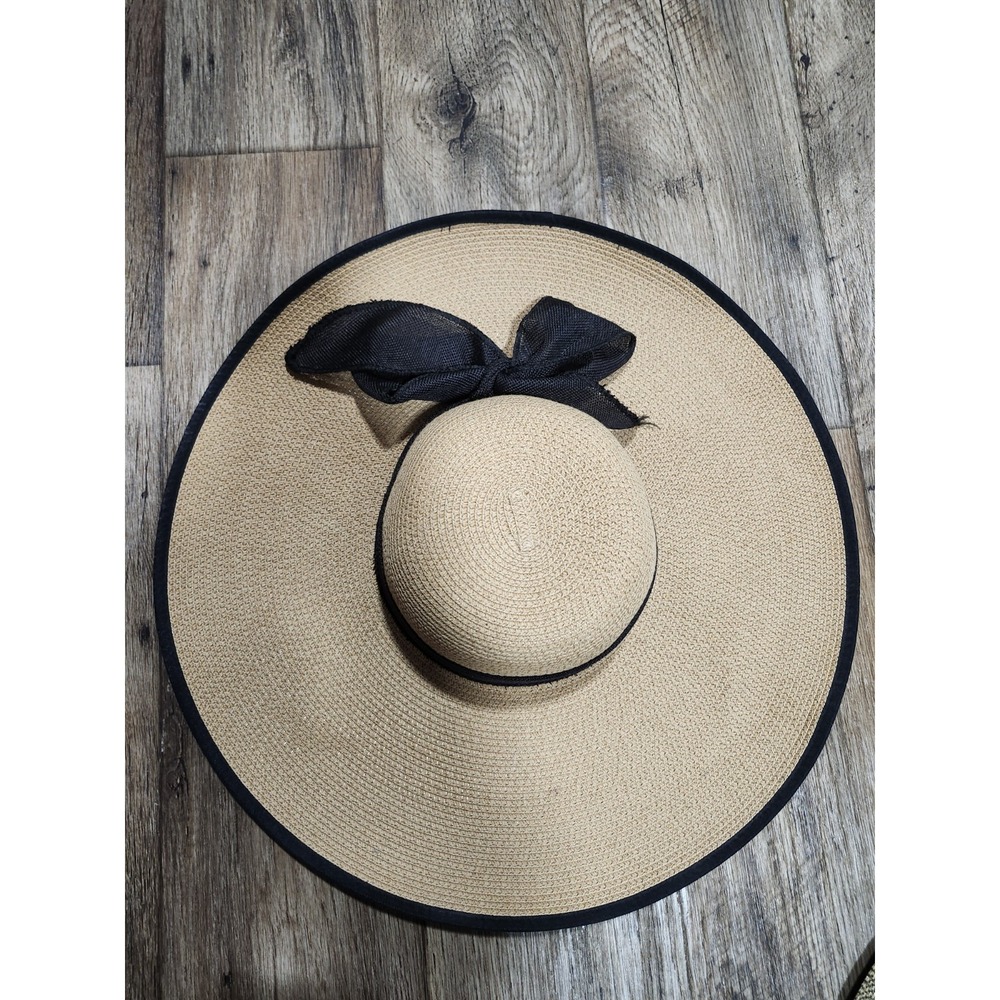 Wide Brim Floppy Summer Sun Beach Hat Derby Vacation elegant paper weave black - Picture 2 of 16
